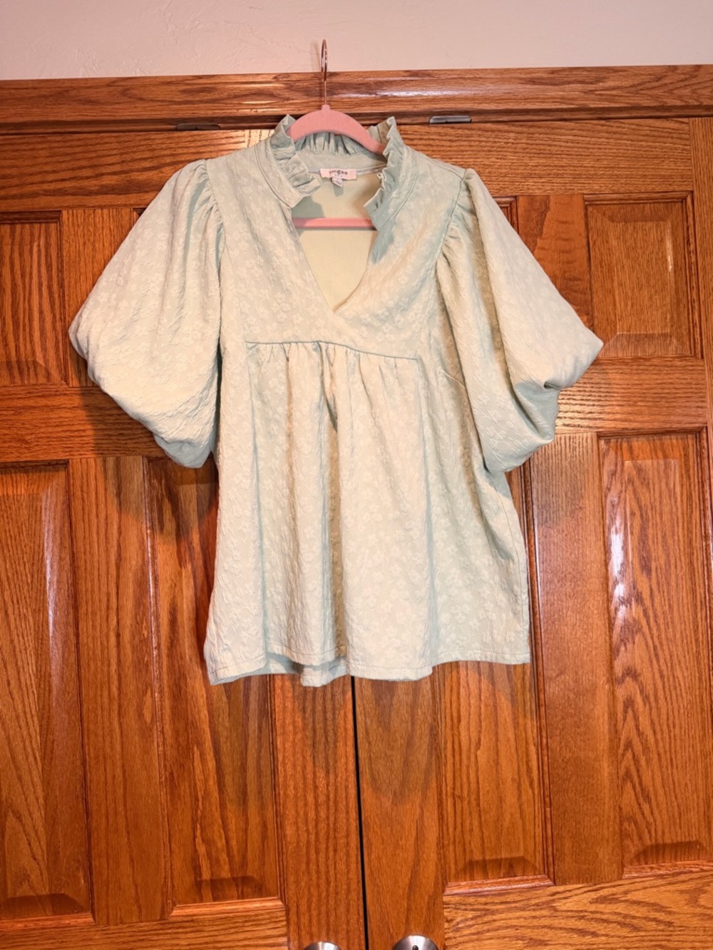 Puff Sleeve V-Neck Top by Umgee